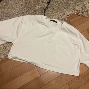 ZARA white cropped t-shirt